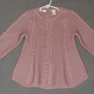 Pink Flared Sparkled Knit Sweater